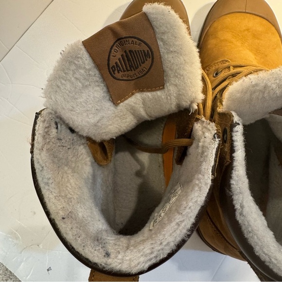 Palladium 72992-697-M Waterproof Boots Men’s 8 Tan Fur Lined Hiking Outdoor - Picture 14 of 16